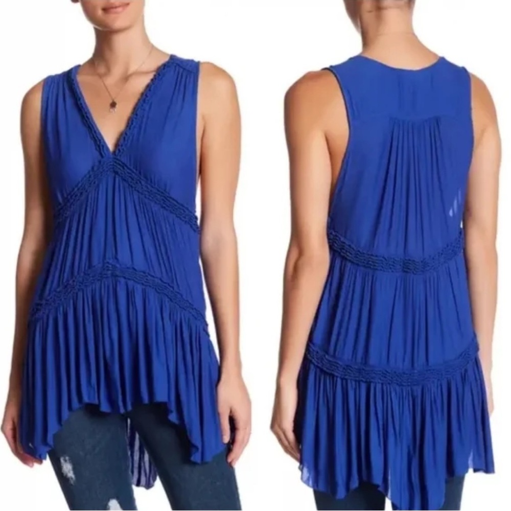 Free People NWT Haze Cobalt Blue Sleeveless Tunic Top